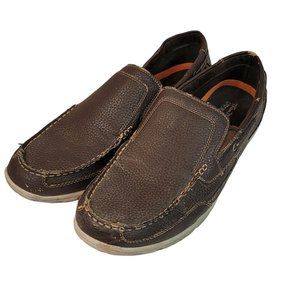 Thom McAn Mens size 13 Ultra Flex Loafer Shoes Dark Brown Leather Slip On
